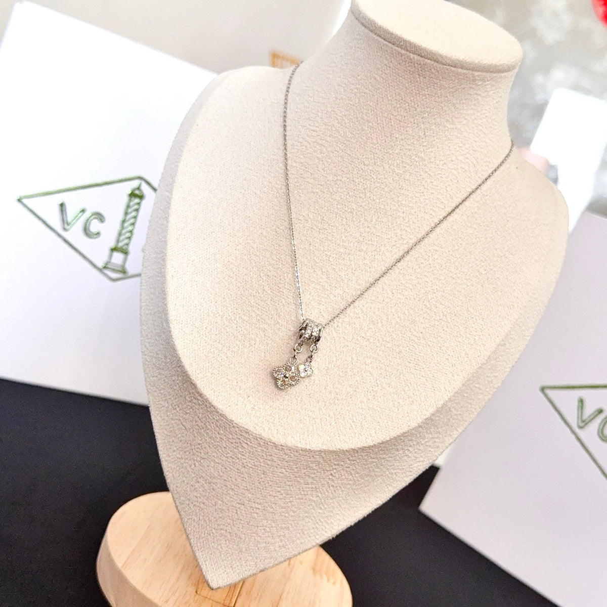 gold crystal clover Necklace for women - alternate angle view 2