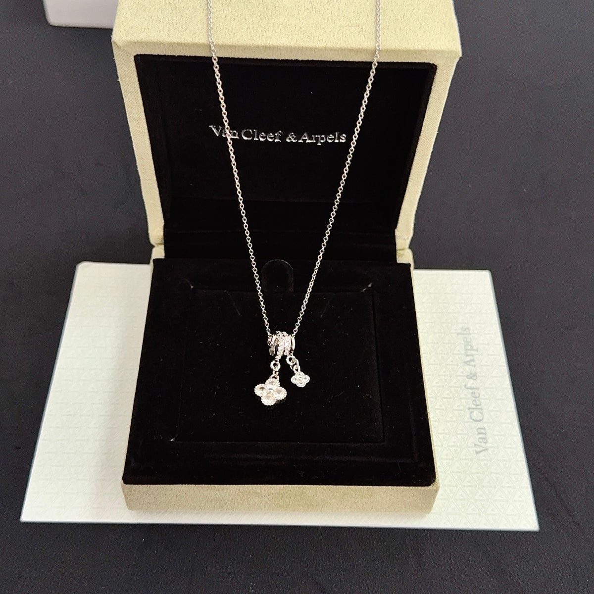 gold crystal clover Necklace for women - alternate angle view 4