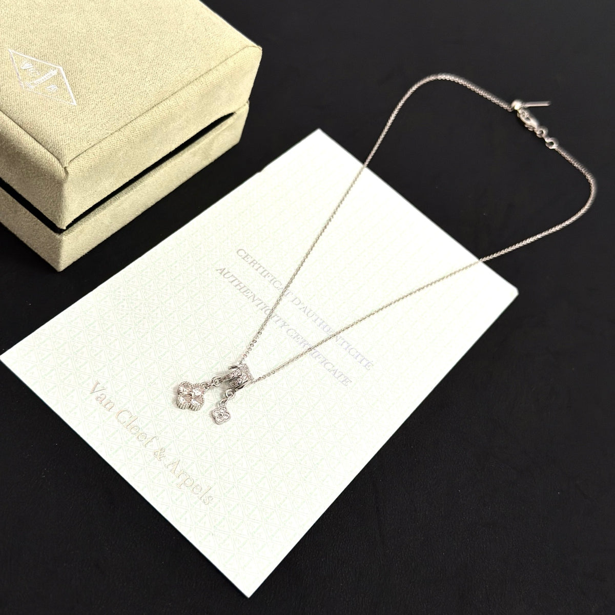 gold crystal clover Necklace for women - alternate angle view 8
