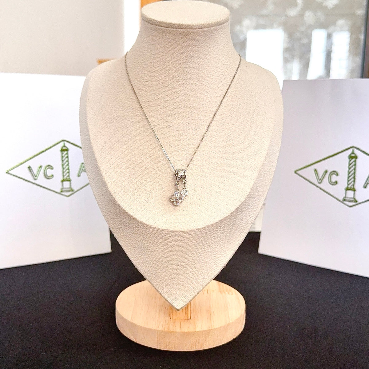 gold crystal clover Necklace for women - product detail view