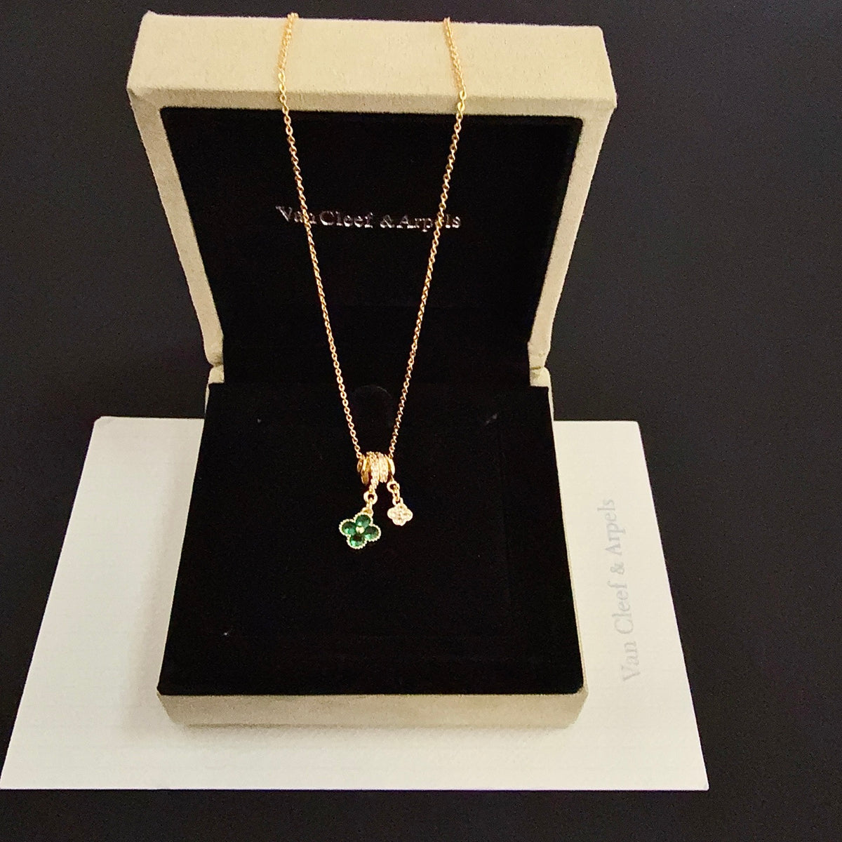 gold crystal clover Necklace for women - alternate angle view 4
