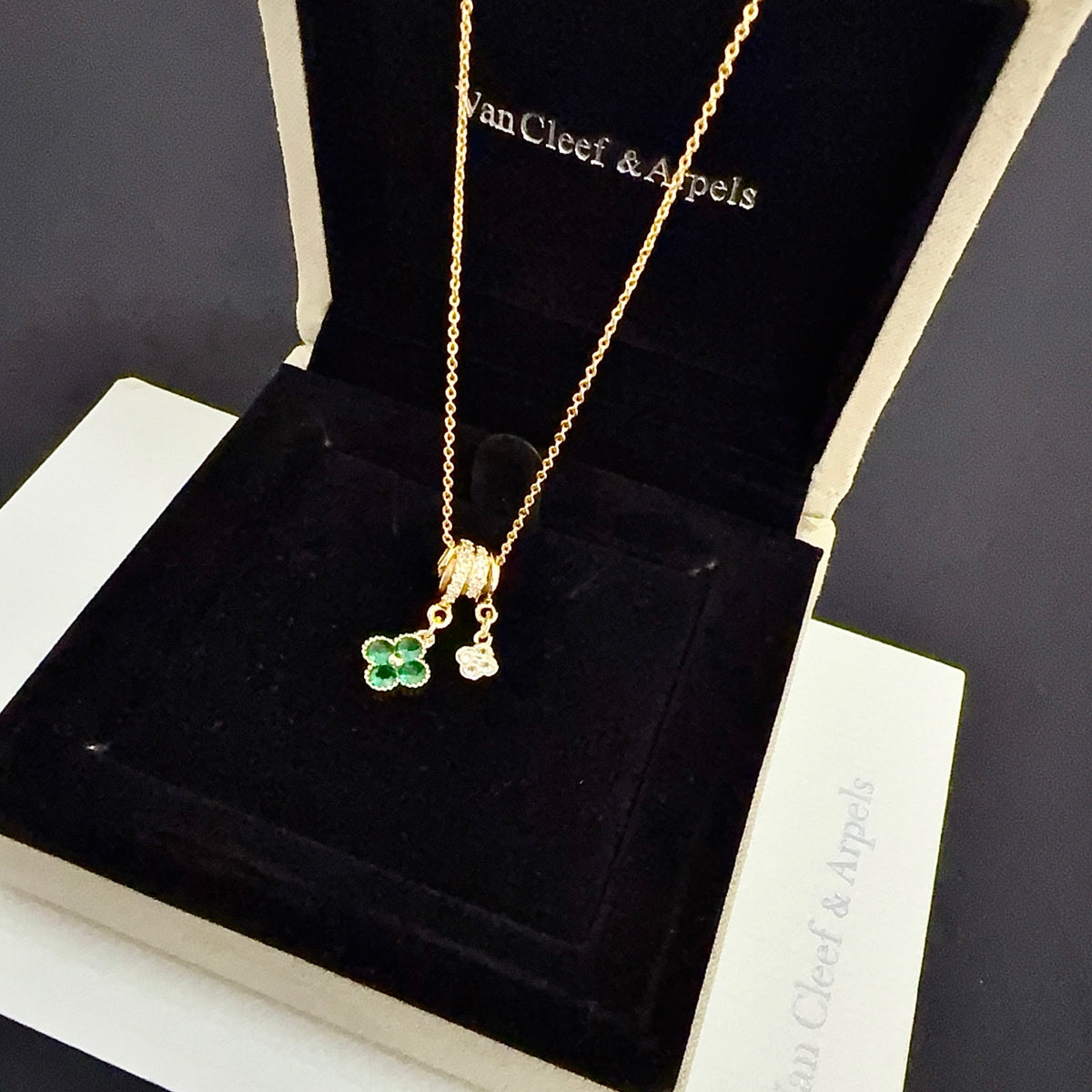gold crystal clover Necklace for women - alternate angle view 5