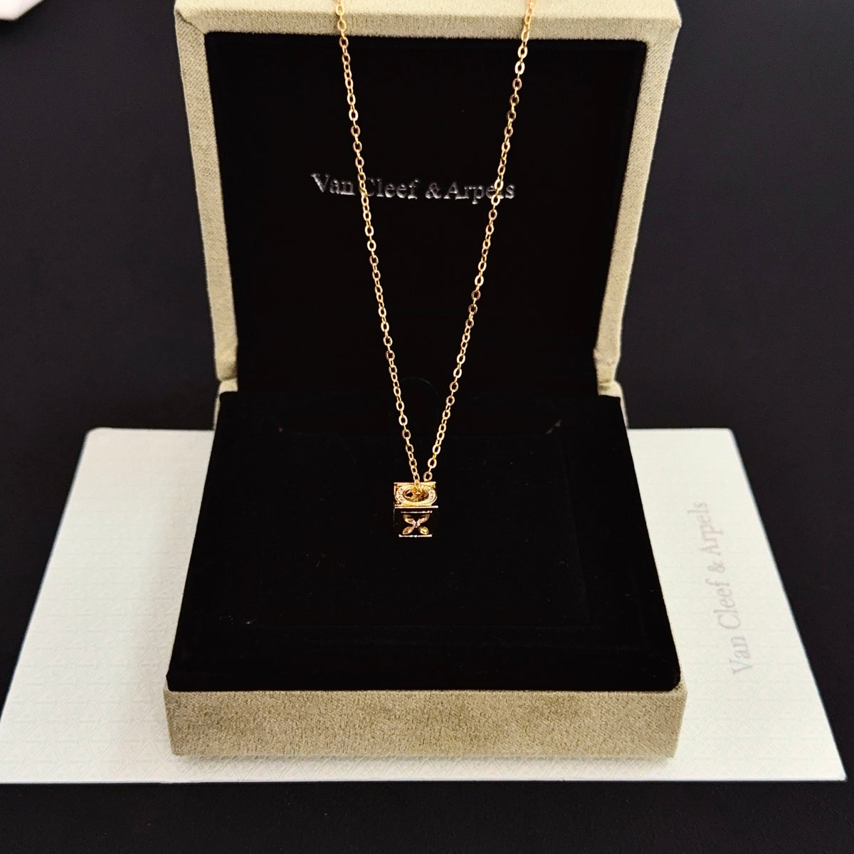 gold crystal clover Necklace for women - alternate angle view 4