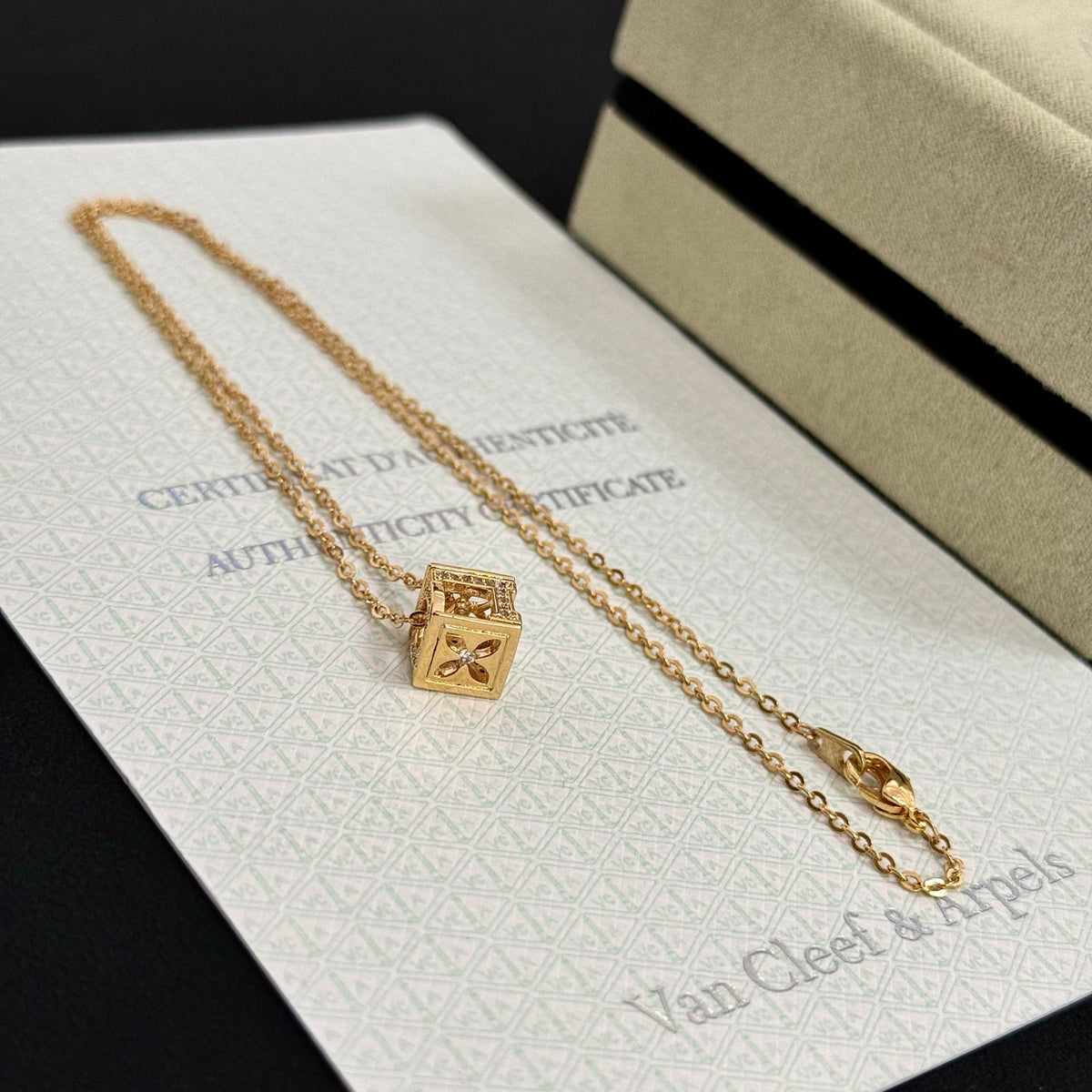 gold crystal clover Necklace for women - alternate angle view 9