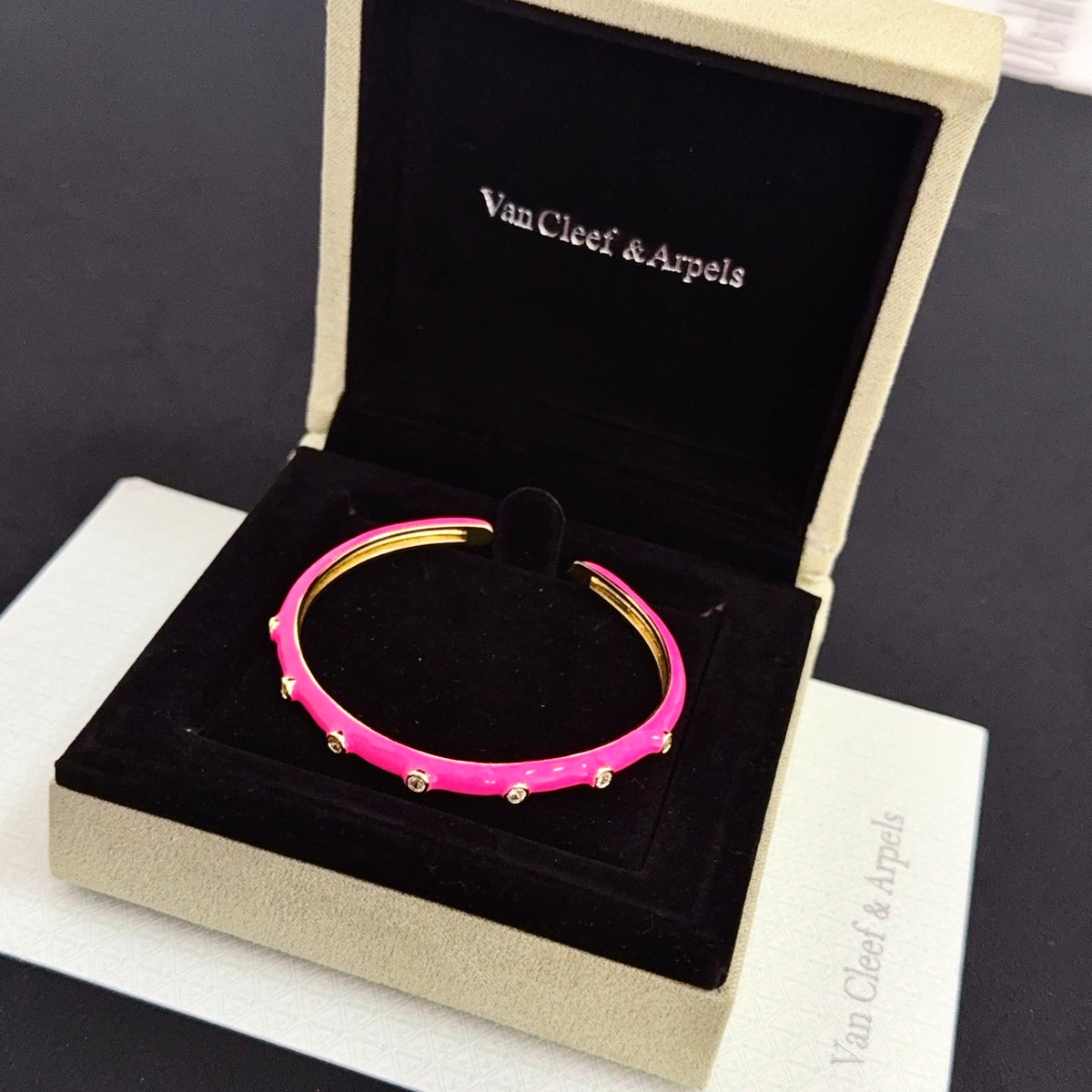 gold crystal clover Bangle for women - alternate angle view 7