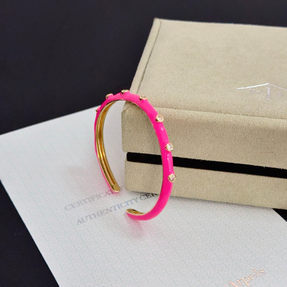 gold crystal clover Bangle for women - alternate angle view 3