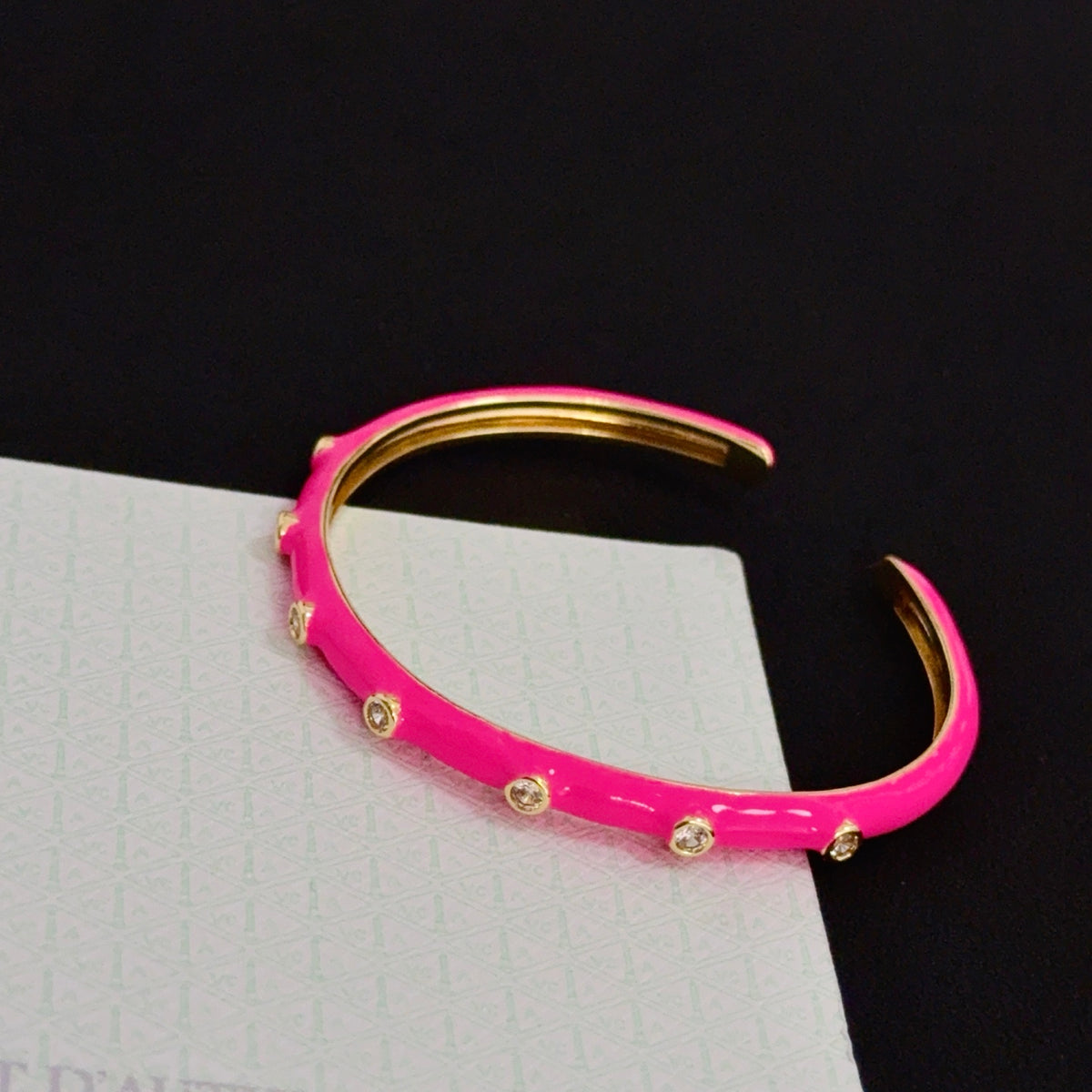 gold crystal clover Bangle for women - alternate angle view 5