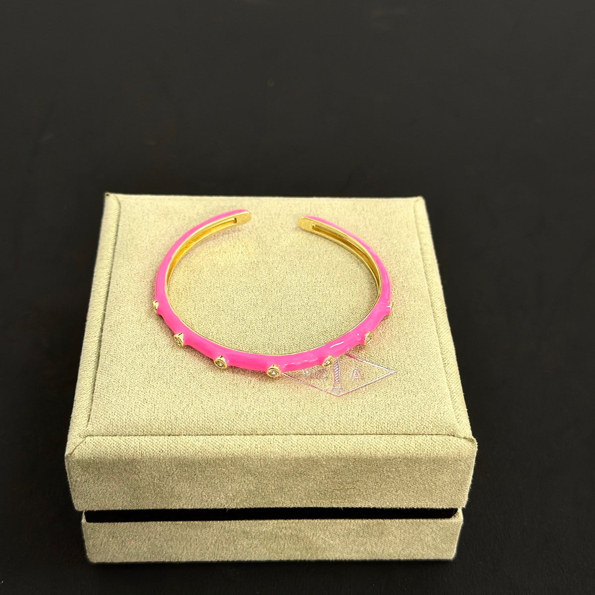 gold crystal clover Bangle for women - product detail view