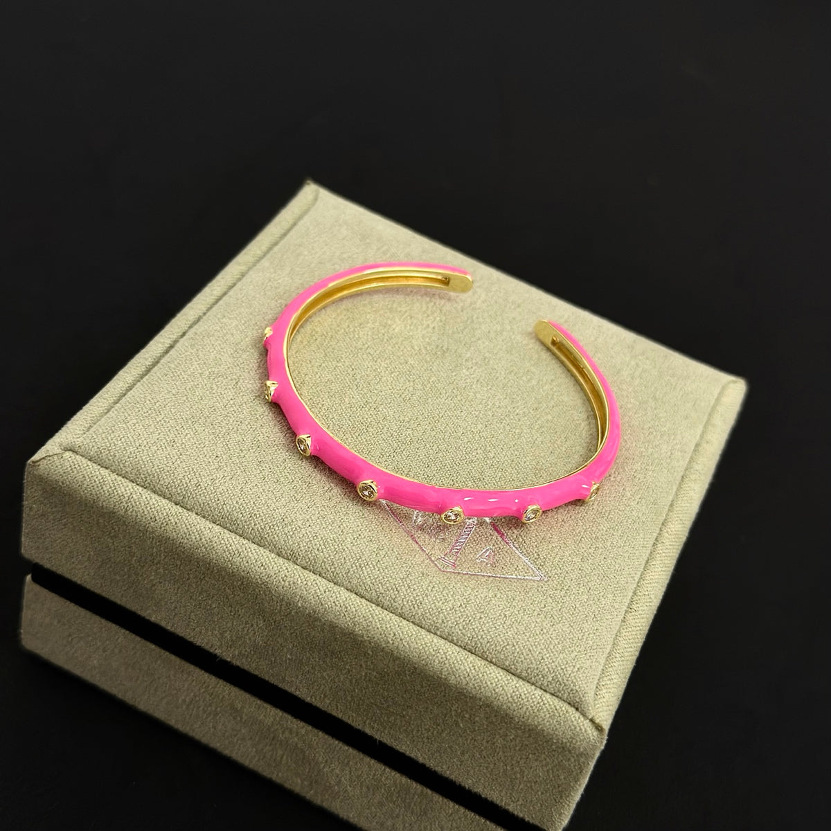 gold crystal clover Bangle for women - alternate angle view 2