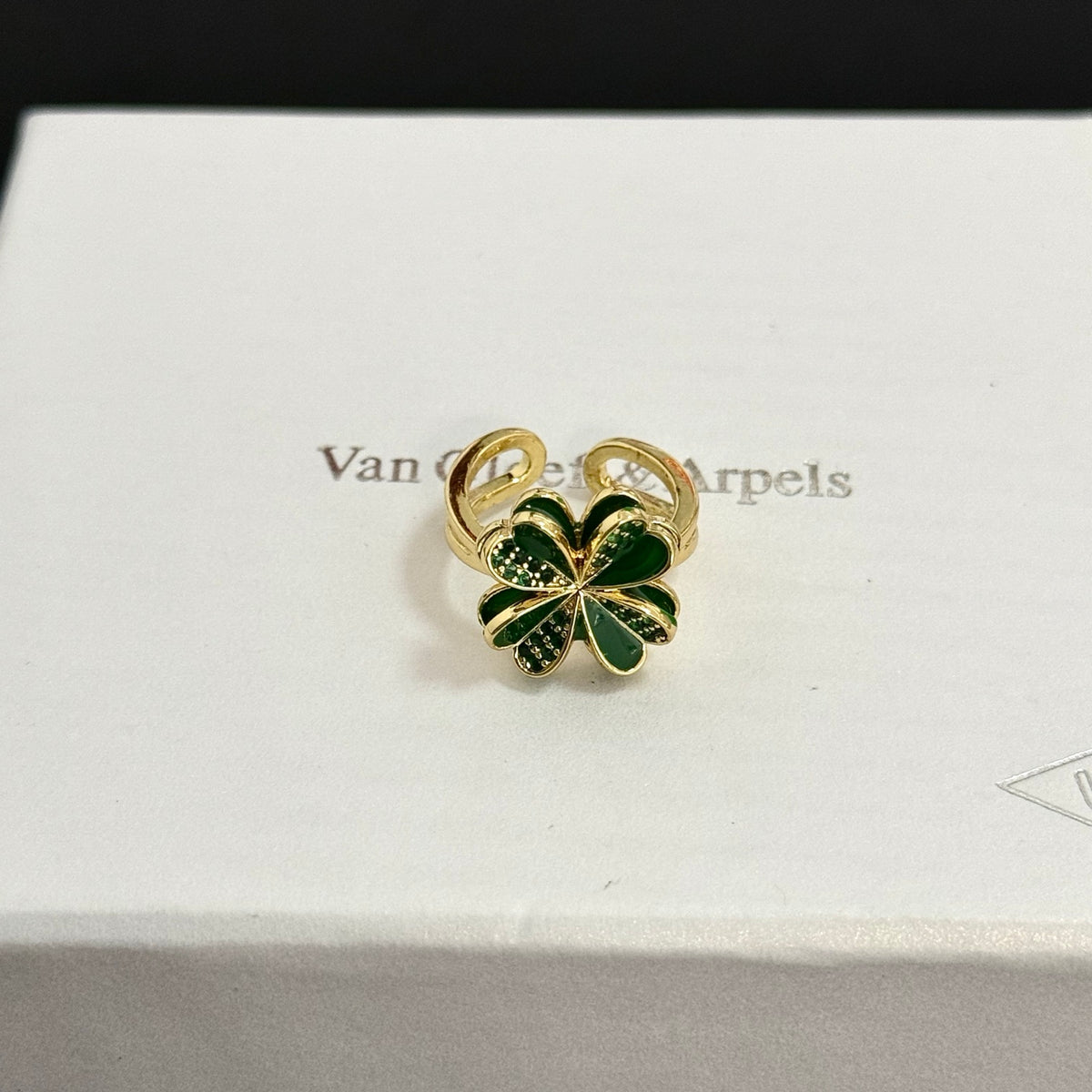 gold crystal clover Ring for women - alternate angle view 6