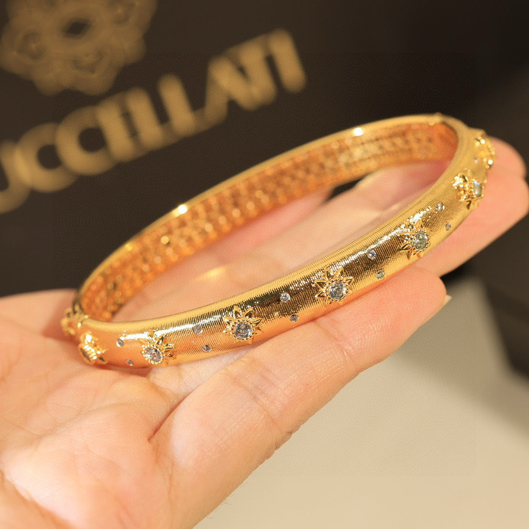 gold crystal vintage Bangle for women - alternate angle view 6