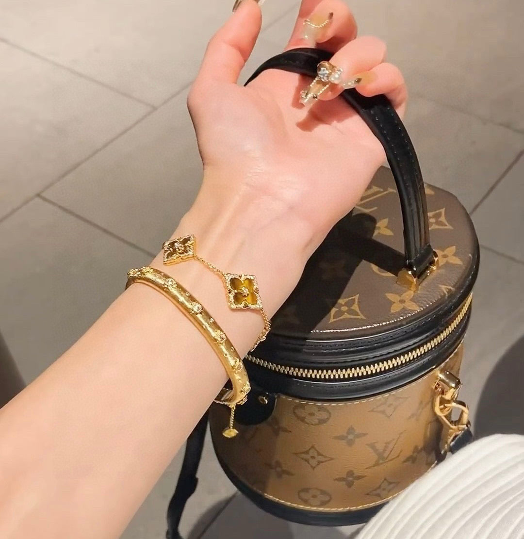 gold crystal vintage Bangle for women - alternate angle view 2