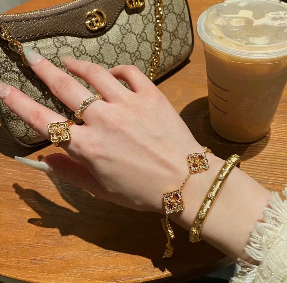 gold crystal vintage Bangle for women - alternate angle view 8