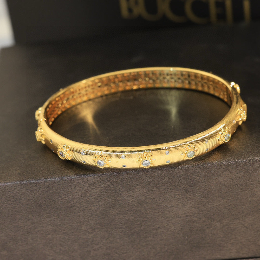 gold crystal vintage Bangle for women - alternate angle view 3