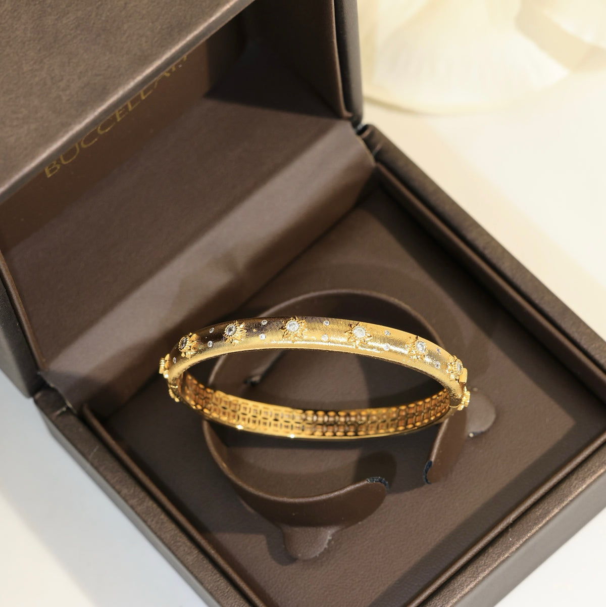 gold crystal vintage Bangle for women - alternate angle view 4