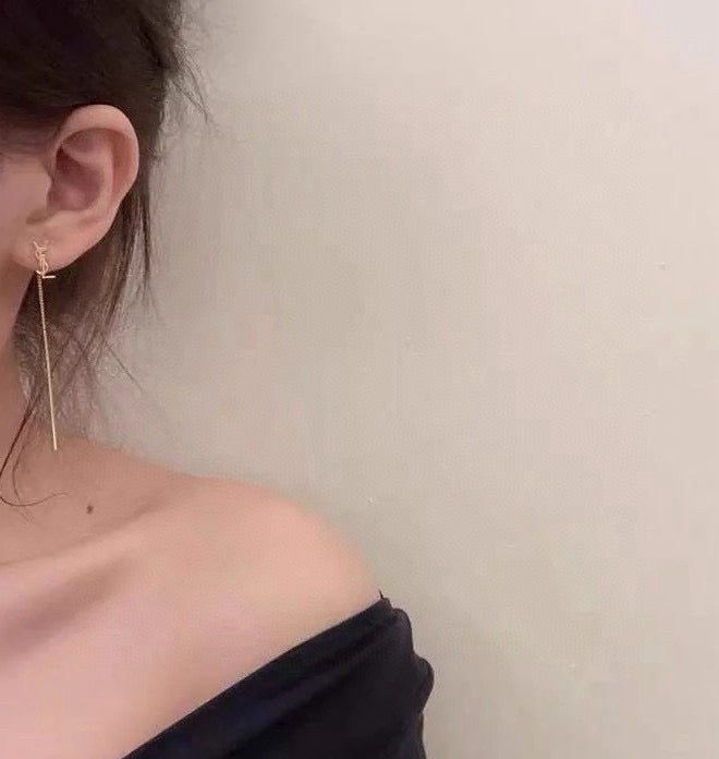 yellow brass elegant Stud Earrings for women - alternate angle view 7