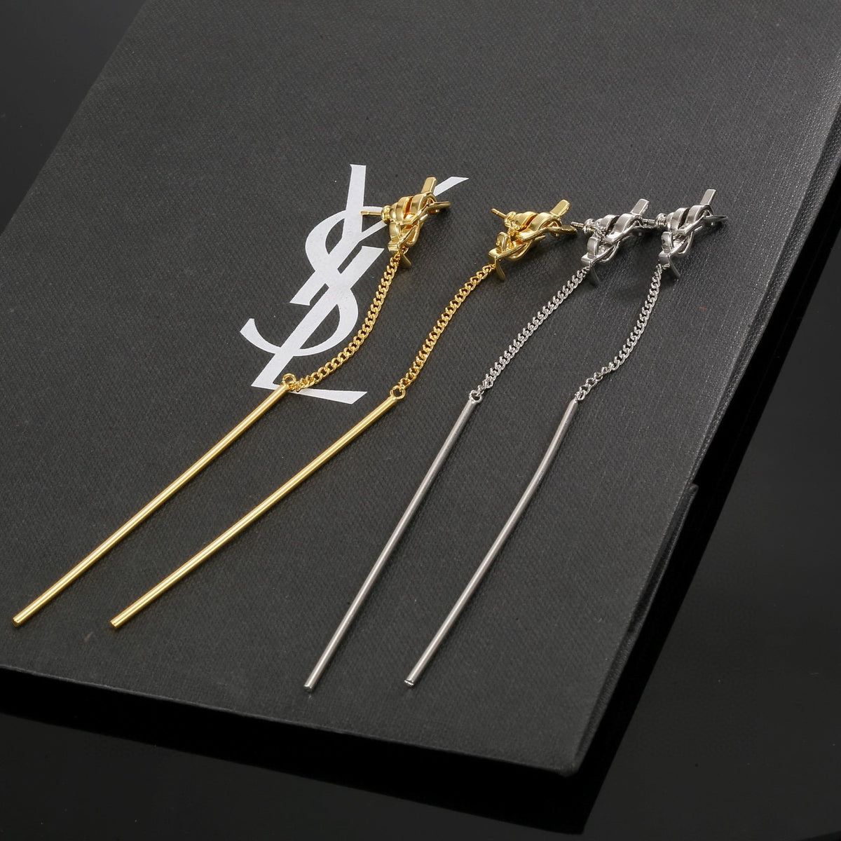 yellow brass elegant Stud Earrings for women - product detail view