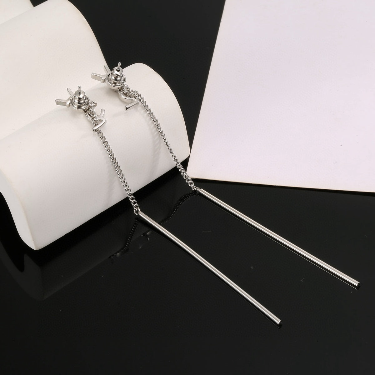 yellow brass elegant Stud Earrings for women - alternate angle view 5