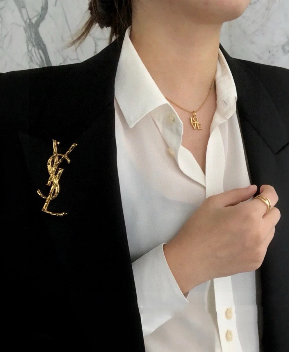 yellow brass elegant Brooch for women - alternate angle view 3