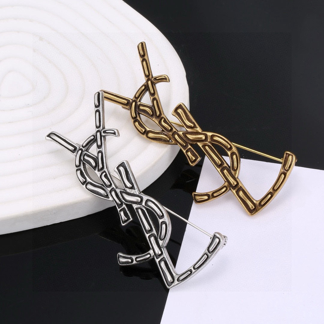 yellow brass elegant Brooch for women - product detail view