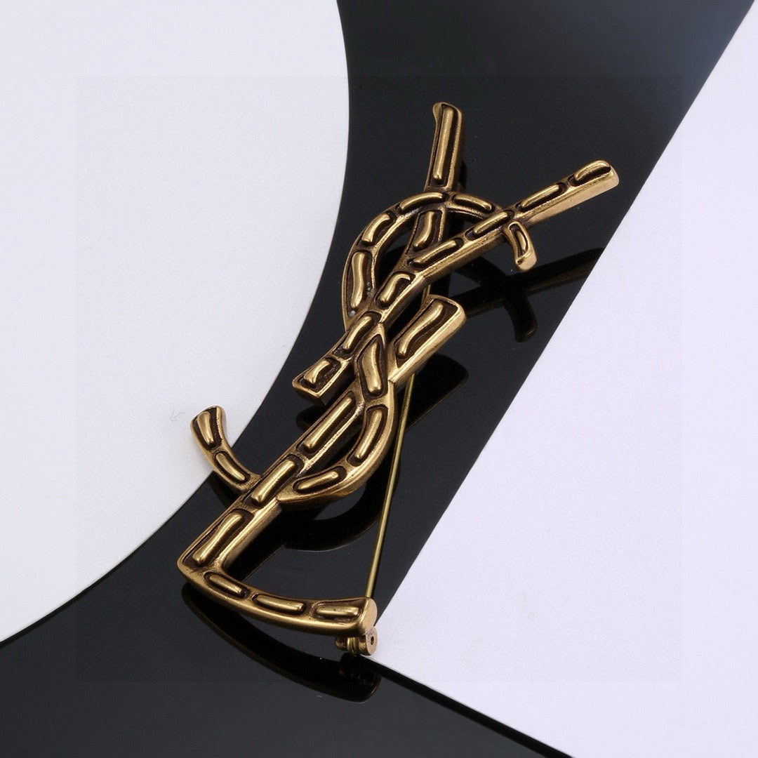 yellow brass elegant Brooch for women - alternate angle view 5