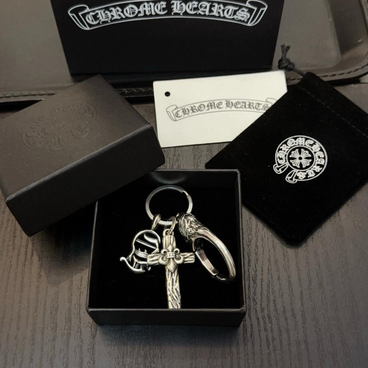 silver cross Keychain for men - alternate angle view 9