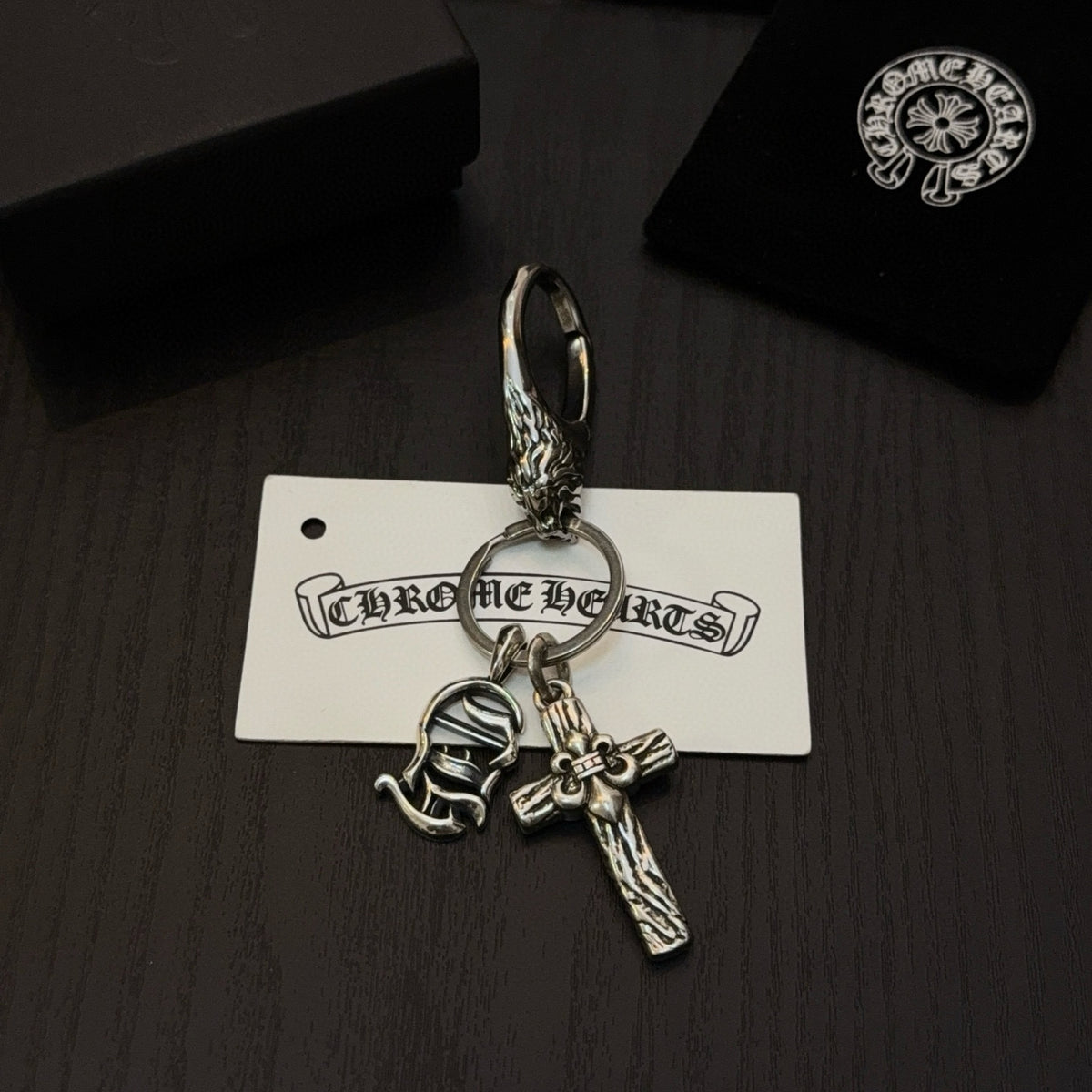 silver cross Keychain for men - alternate angle view 7