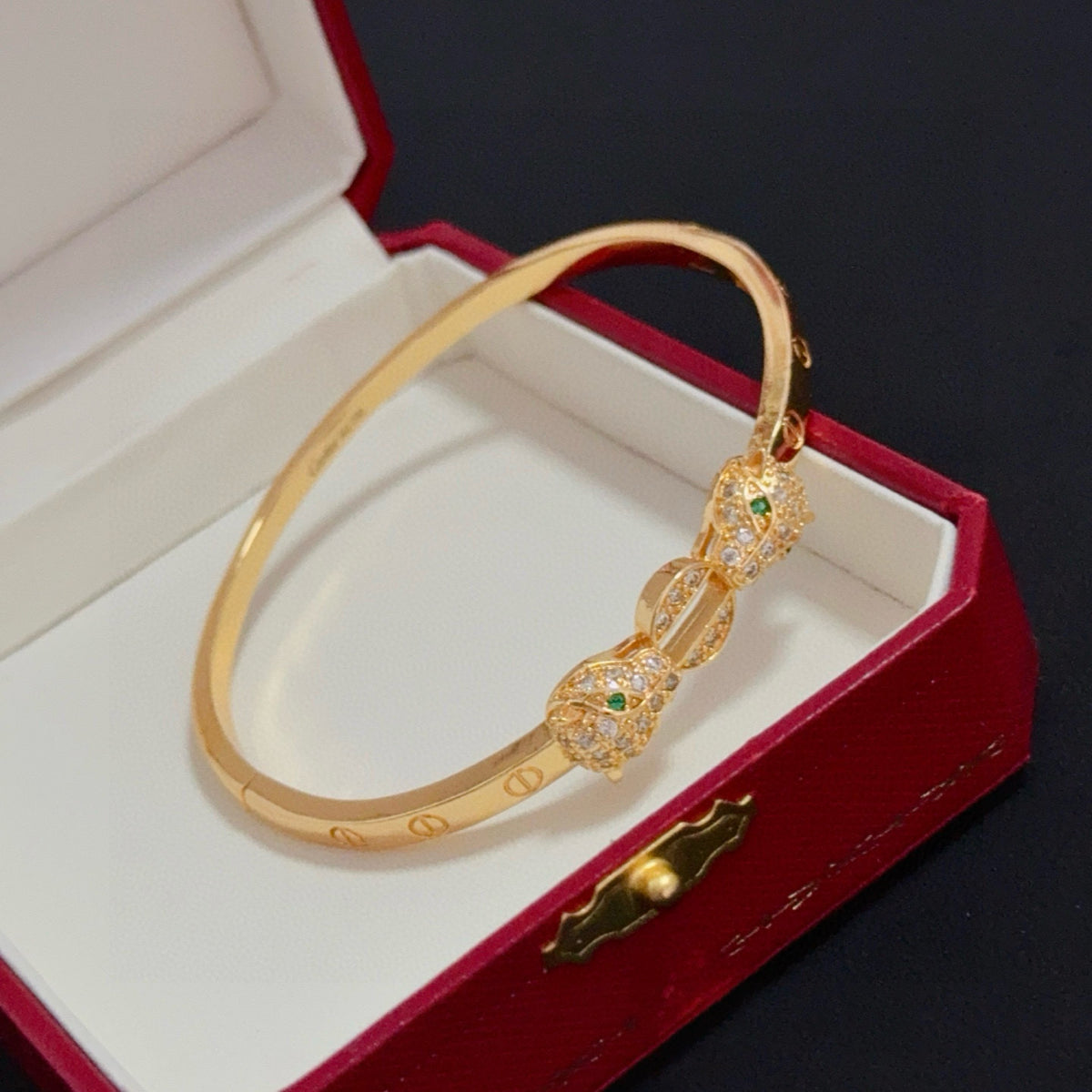 gold crystal floral Bangle for men - alternate angle view 7
