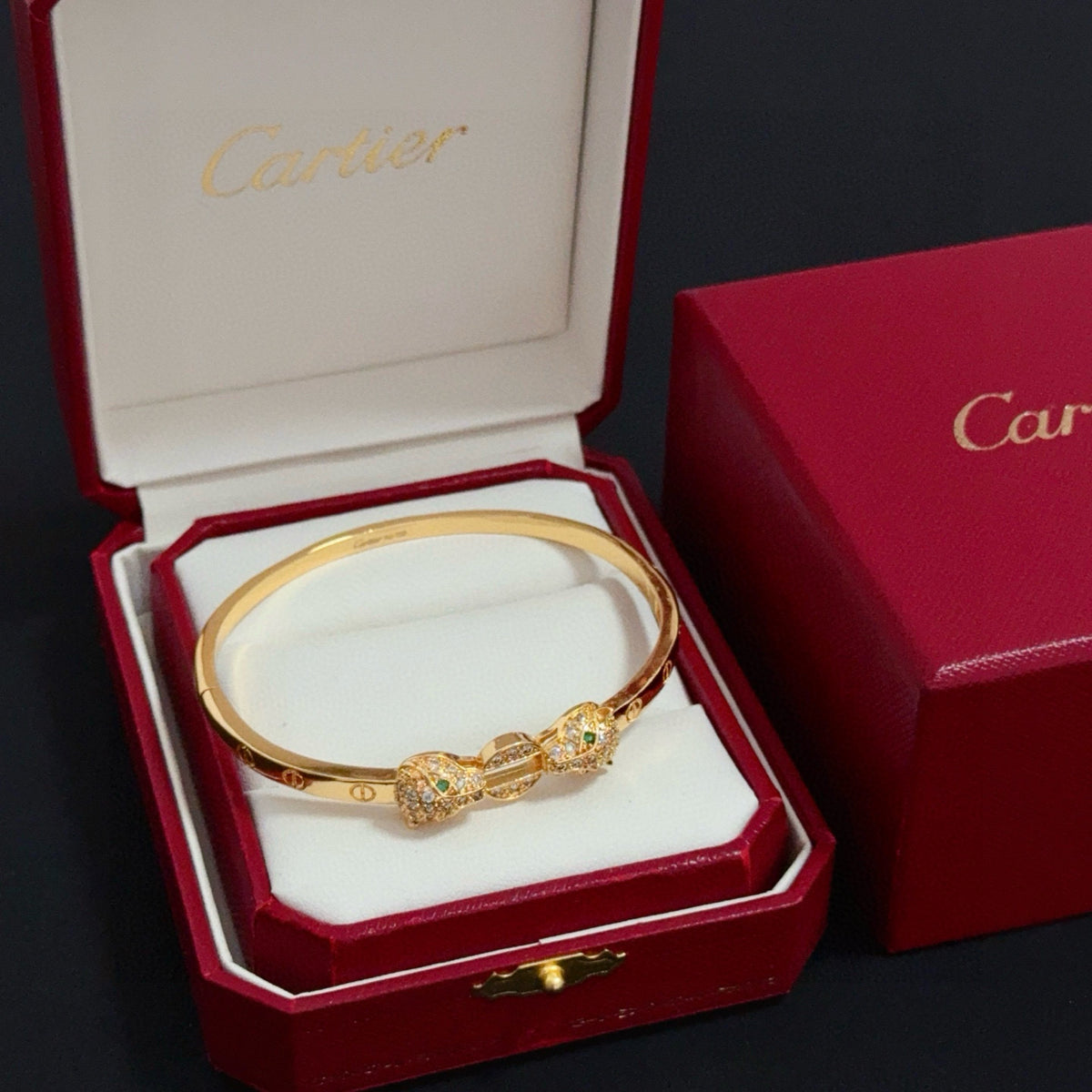 gold crystal floral Bangle for men - alternate angle view 4