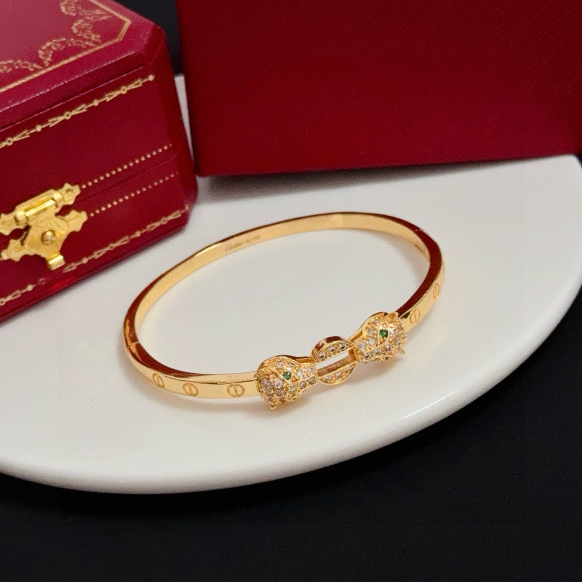 gold crystal floral Bangle for men - product detail view