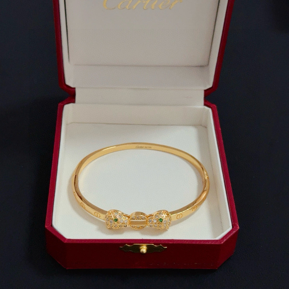 gold crystal floral Bangle for men - alternate angle view 6