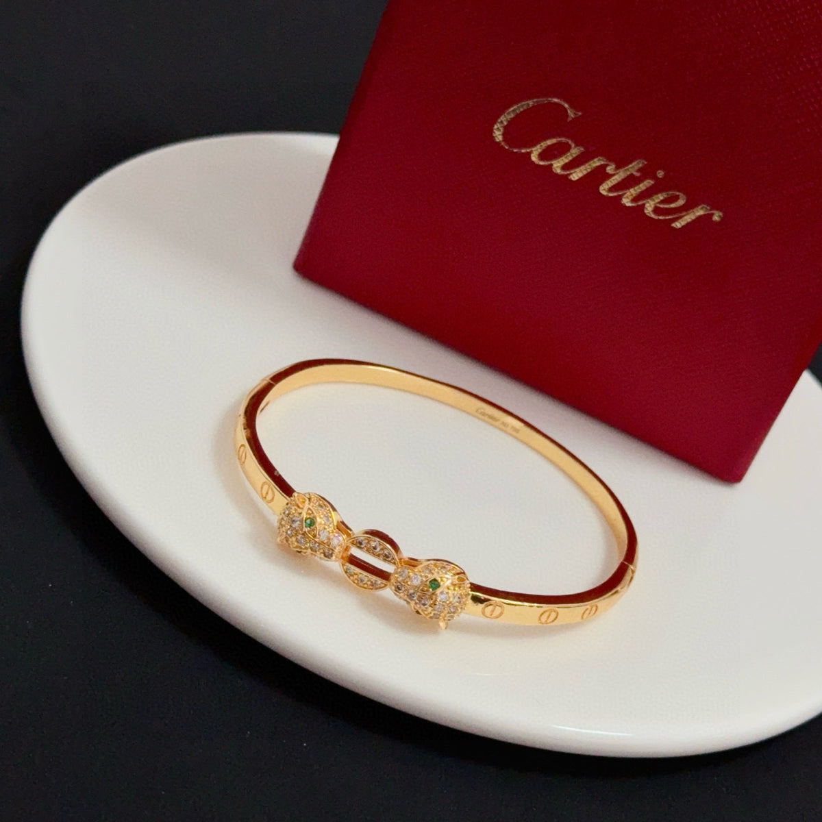 gold crystal floral Bangle for men - alternate angle view 2