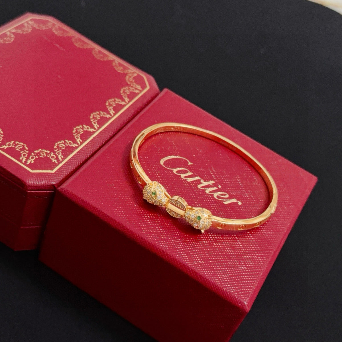 gold crystal floral Bangle for men - alternate angle view 8