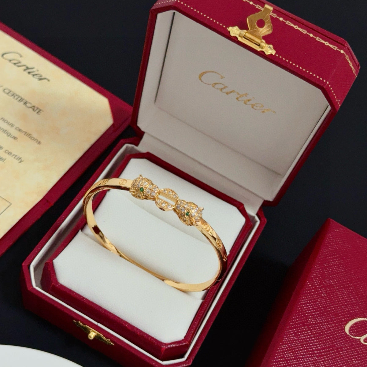 gold crystal floral Bangle for men - alternate angle view 5