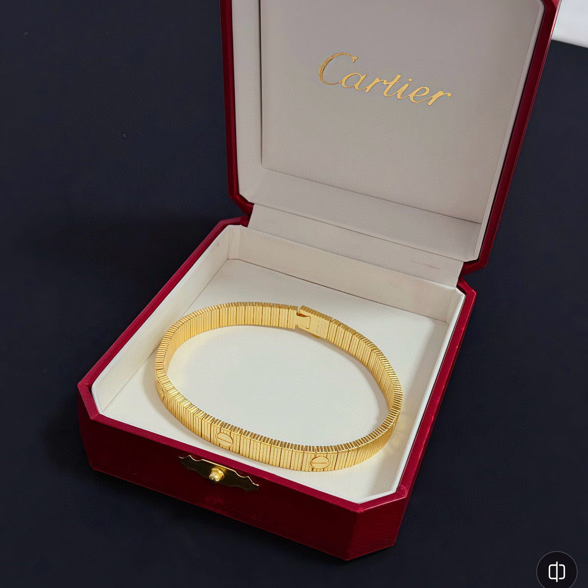 gold crystal floral Bangle for men - alternate angle view 2