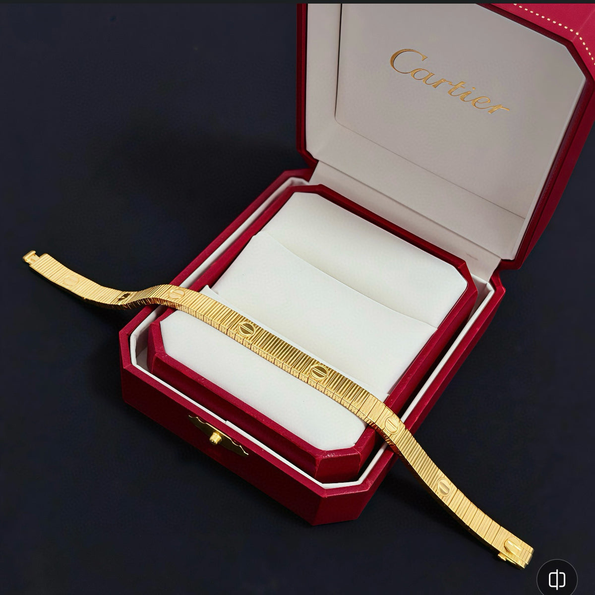 gold crystal floral Bangle for men - alternate angle view 5