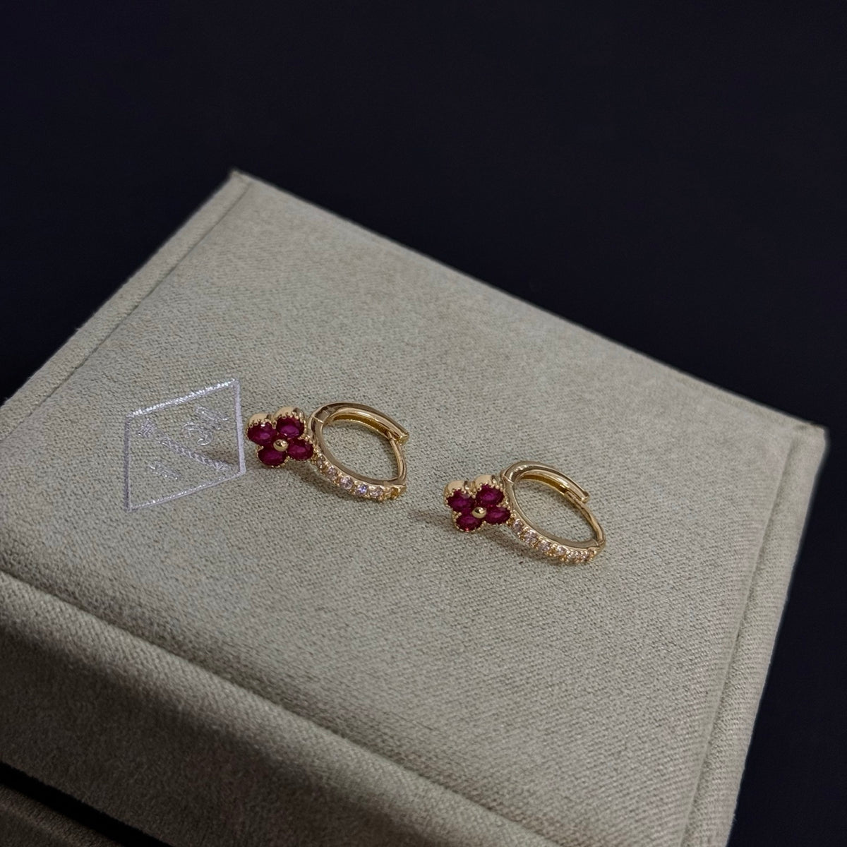 gold crystal clover Stud Earrings for women - alternate angle view 5
