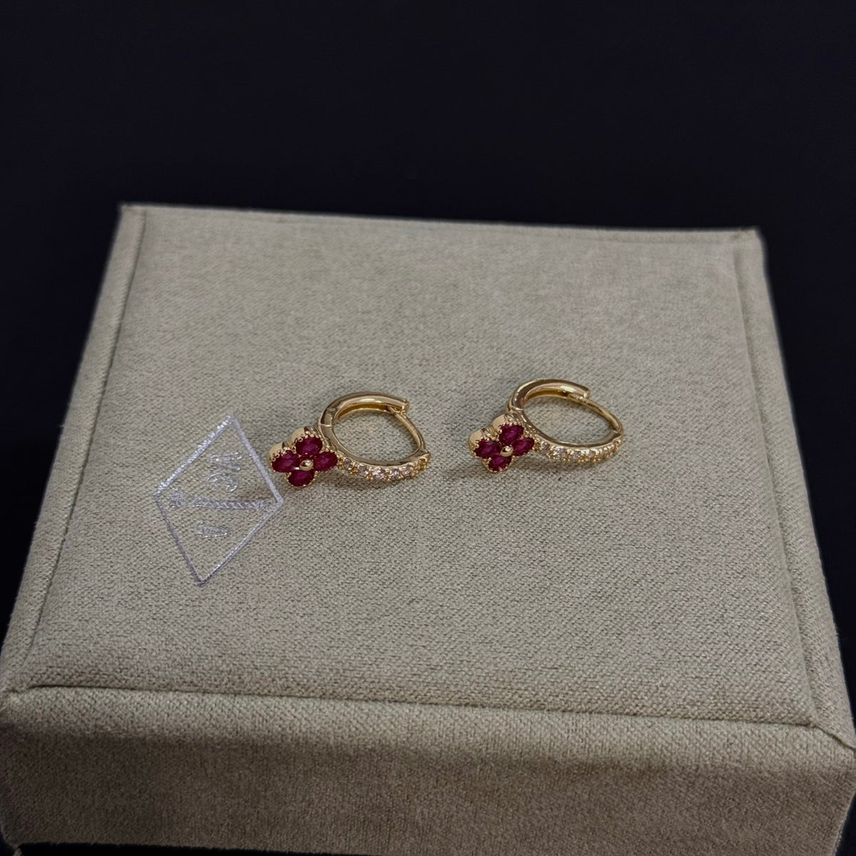 gold crystal clover Stud Earrings for women - alternate angle view 4