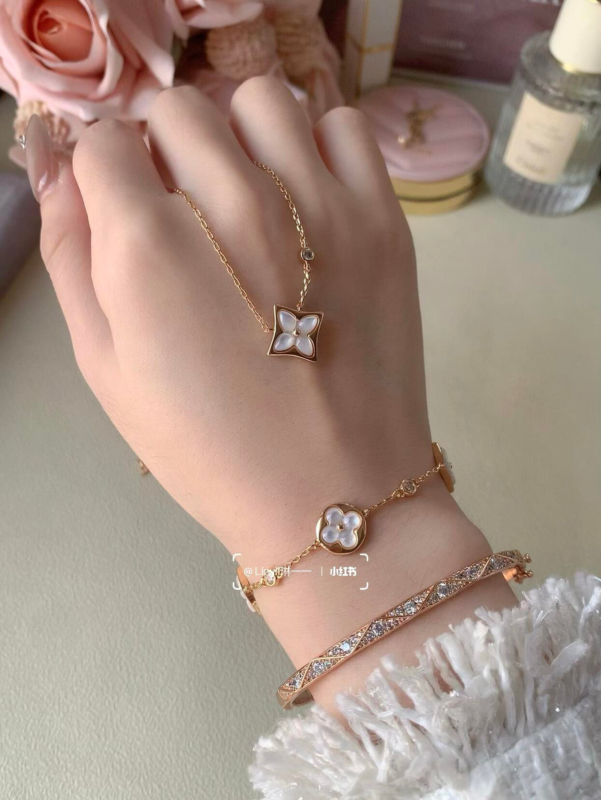 rose gold brass rose Bracelet for women - alternate angle view 7