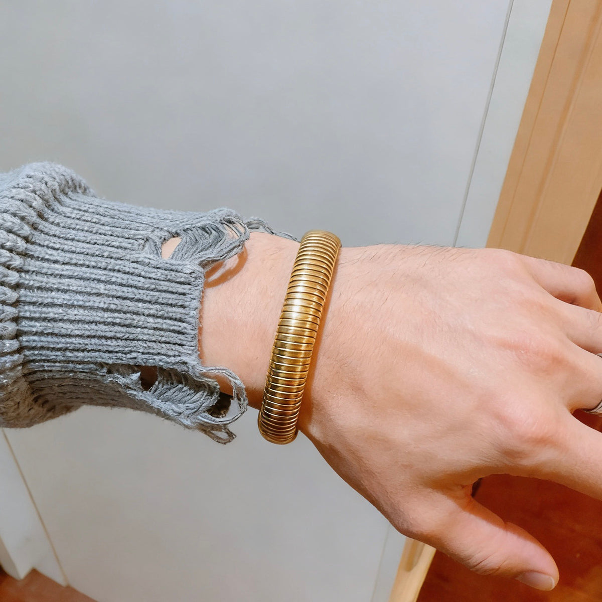 gold minimalist Ring for men - alternate angle view 3