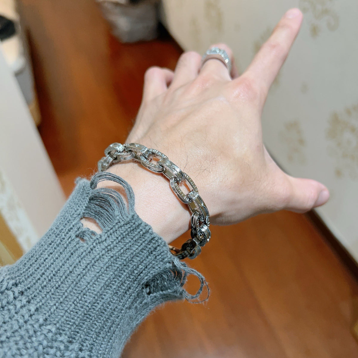 beige minimalist Ring for men - alternate angle view 7