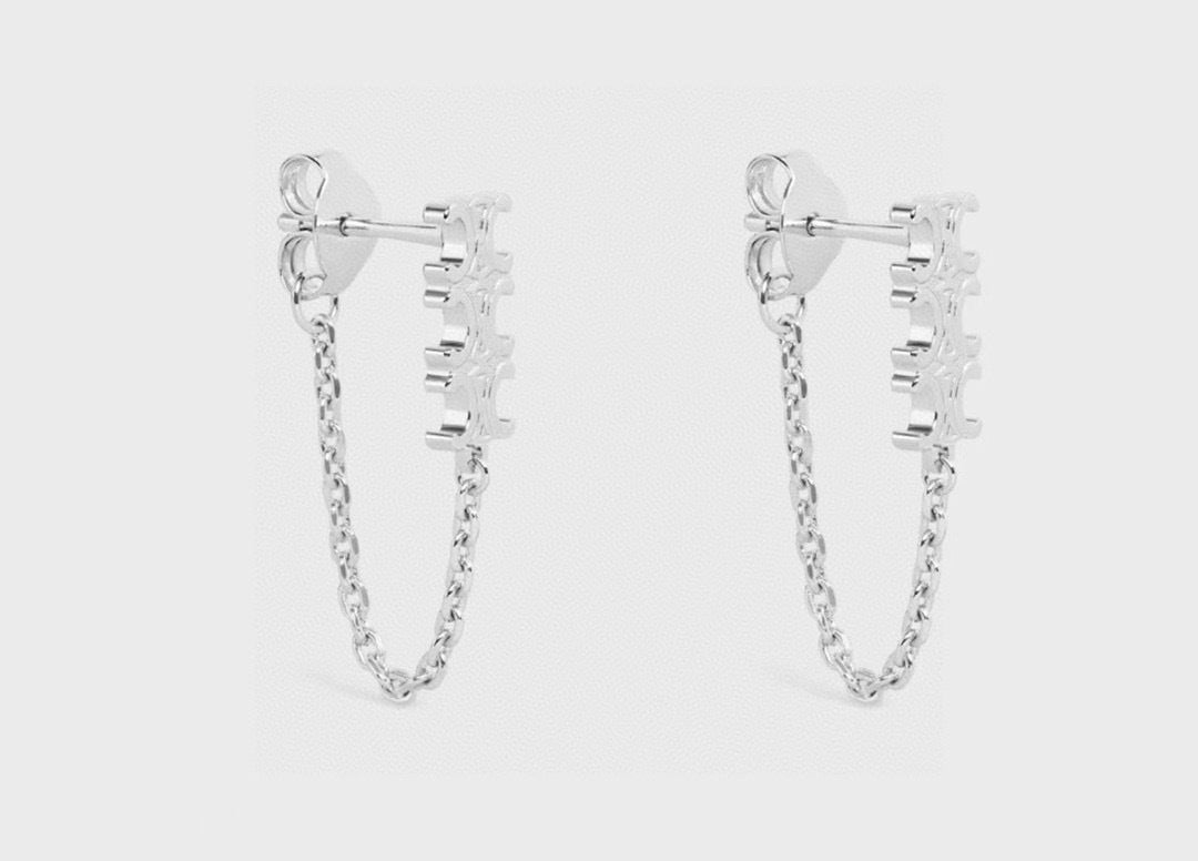 yellow brass stylish Drop Earrings for women - alternate angle view 3