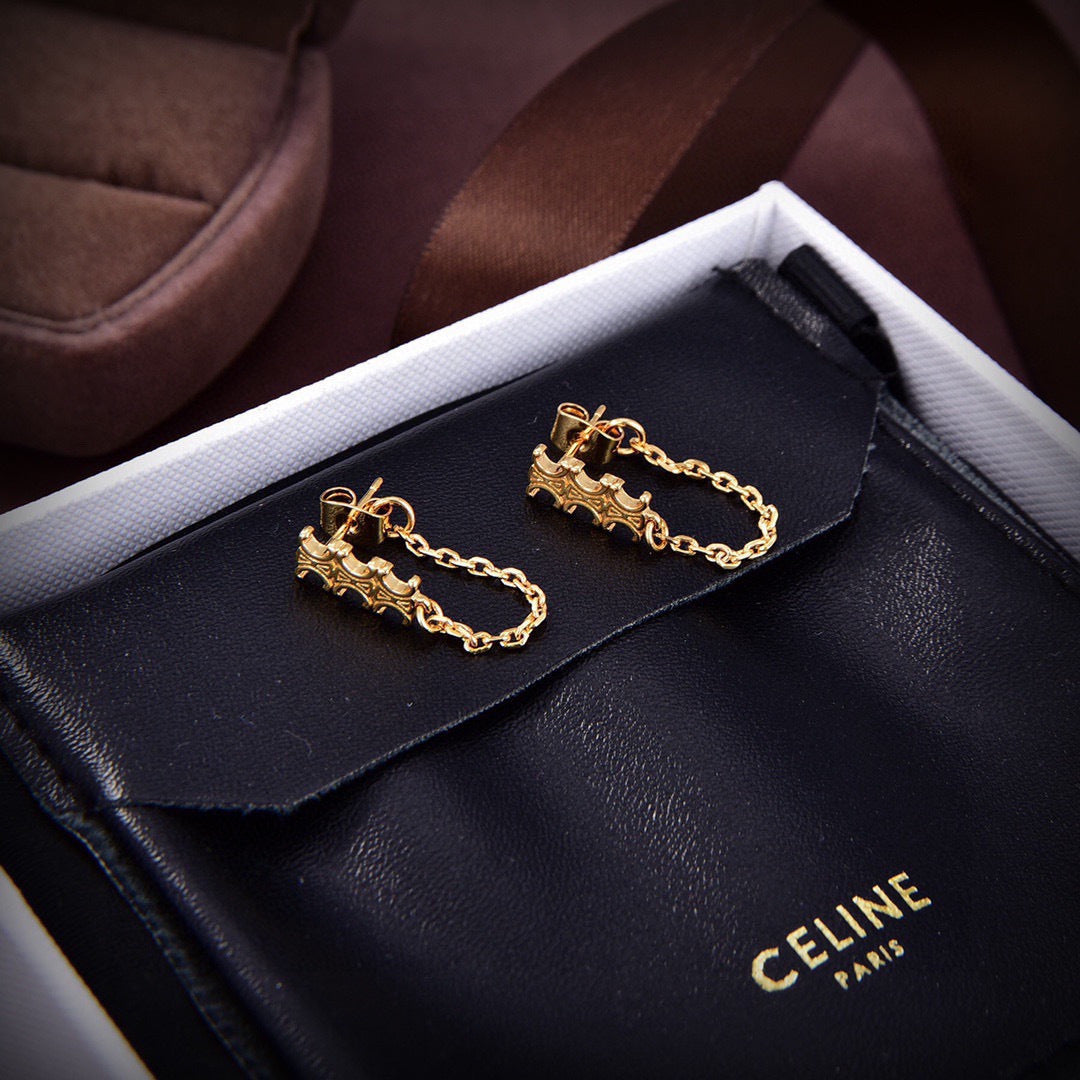 yellow brass stylish Drop Earrings for women - alternate angle view 6