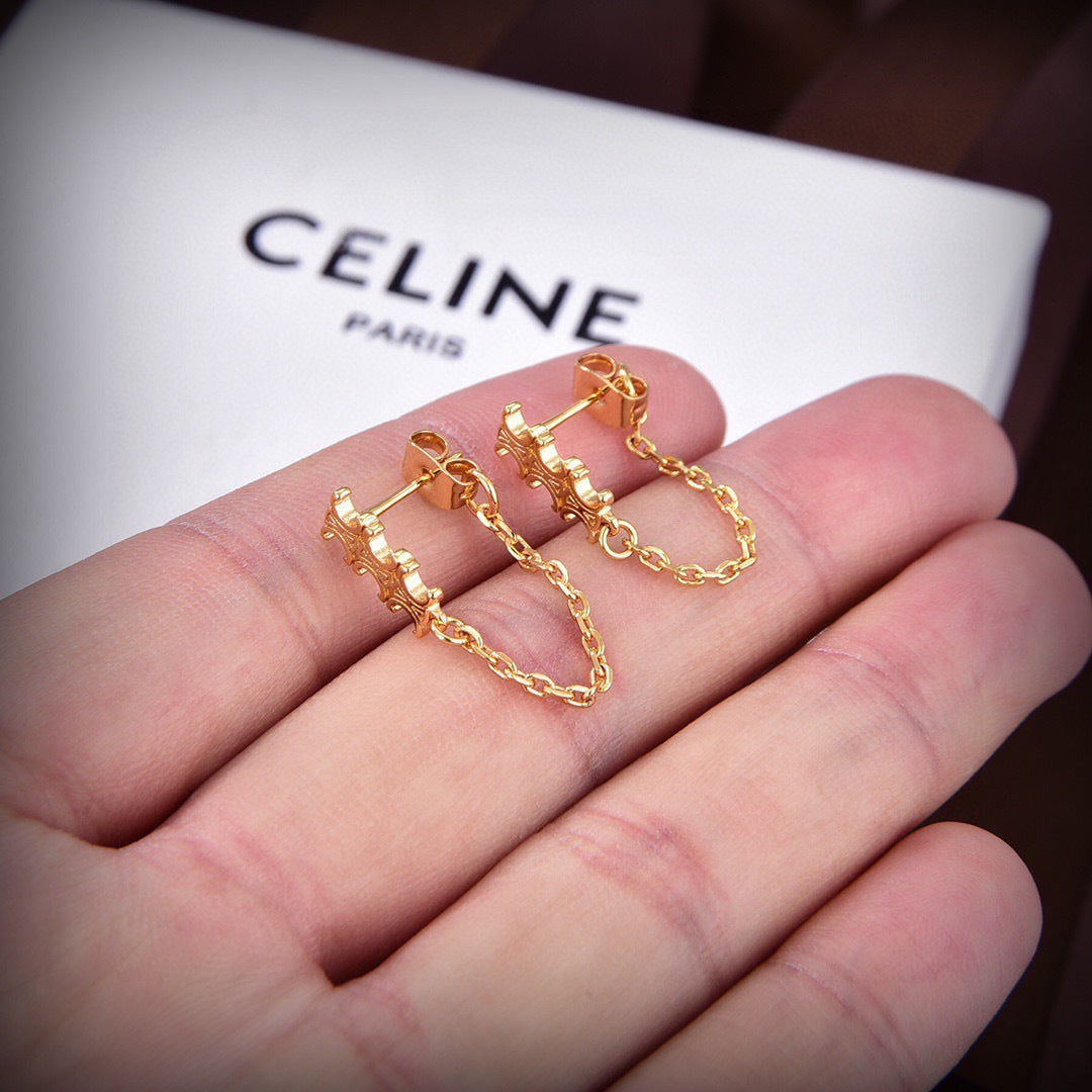yellow brass stylish Drop Earrings for women - alternate angle view 4