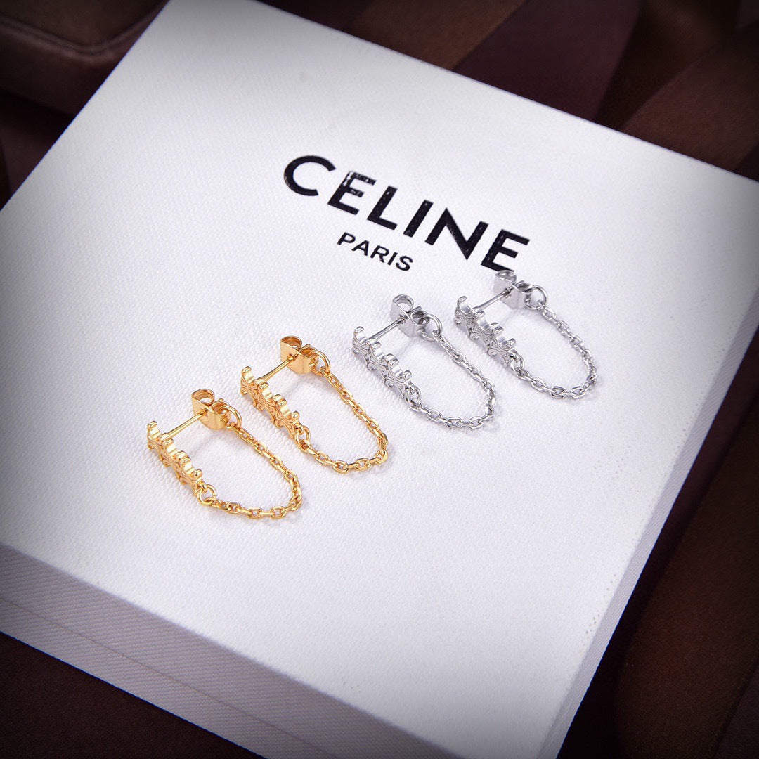 yellow brass stylish Drop Earrings for women - product detail view