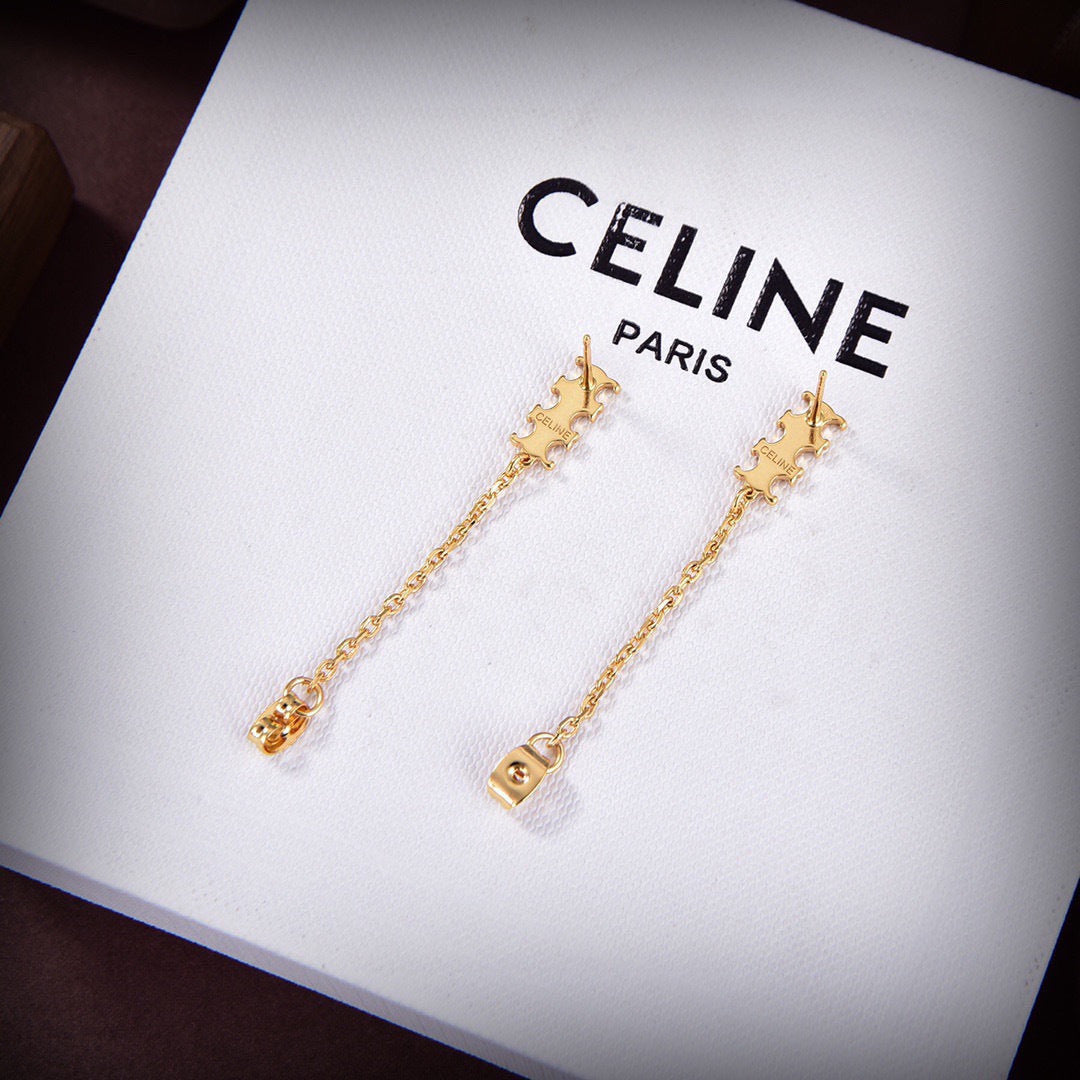 yellow brass stylish Drop Earrings for women - alternate angle view 5