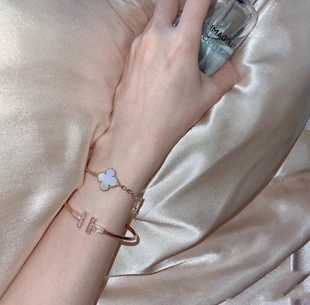 rose gold crystal rose Bangle for women - alternate angle view 6