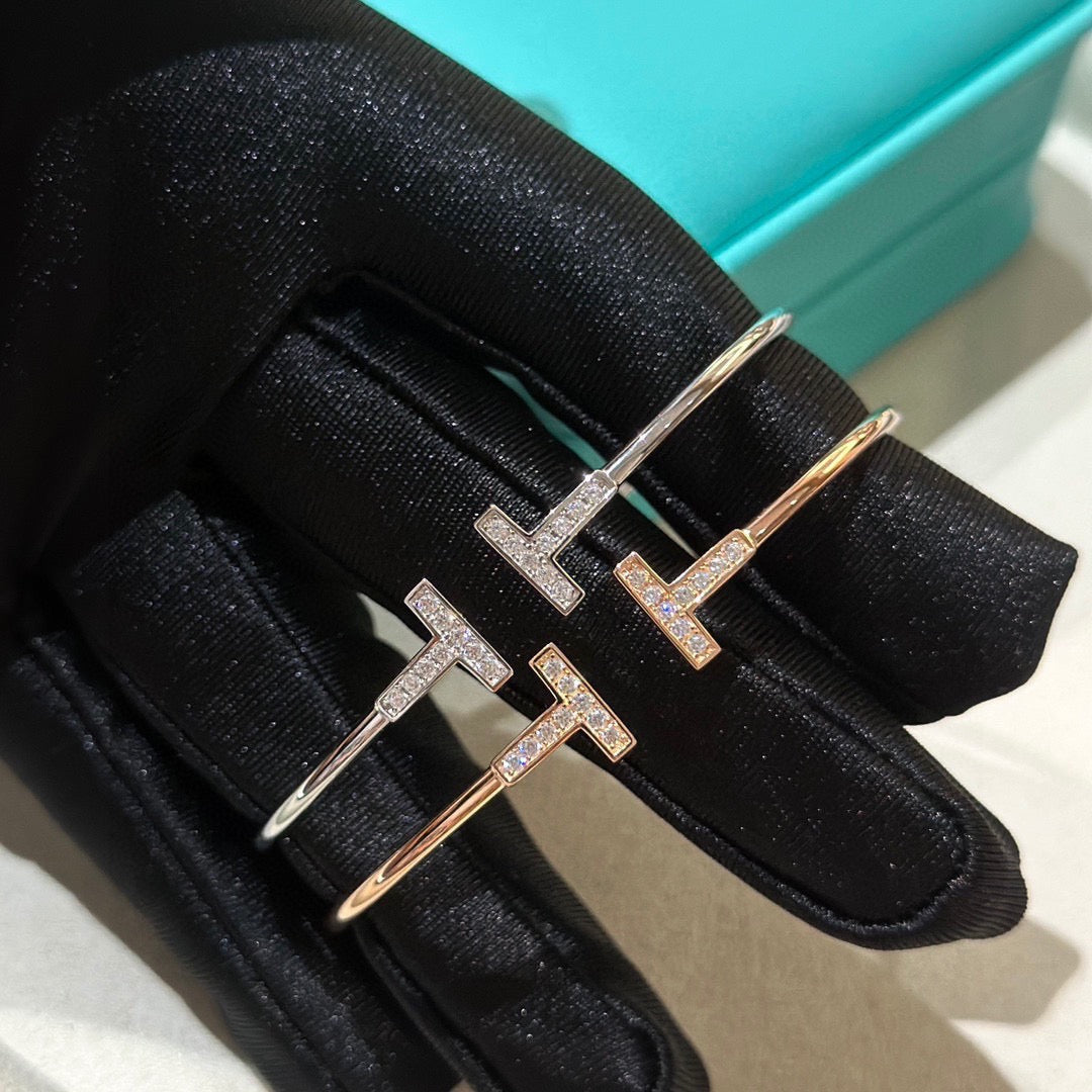 rose gold crystal rose Bangle for women - alternate angle view 4