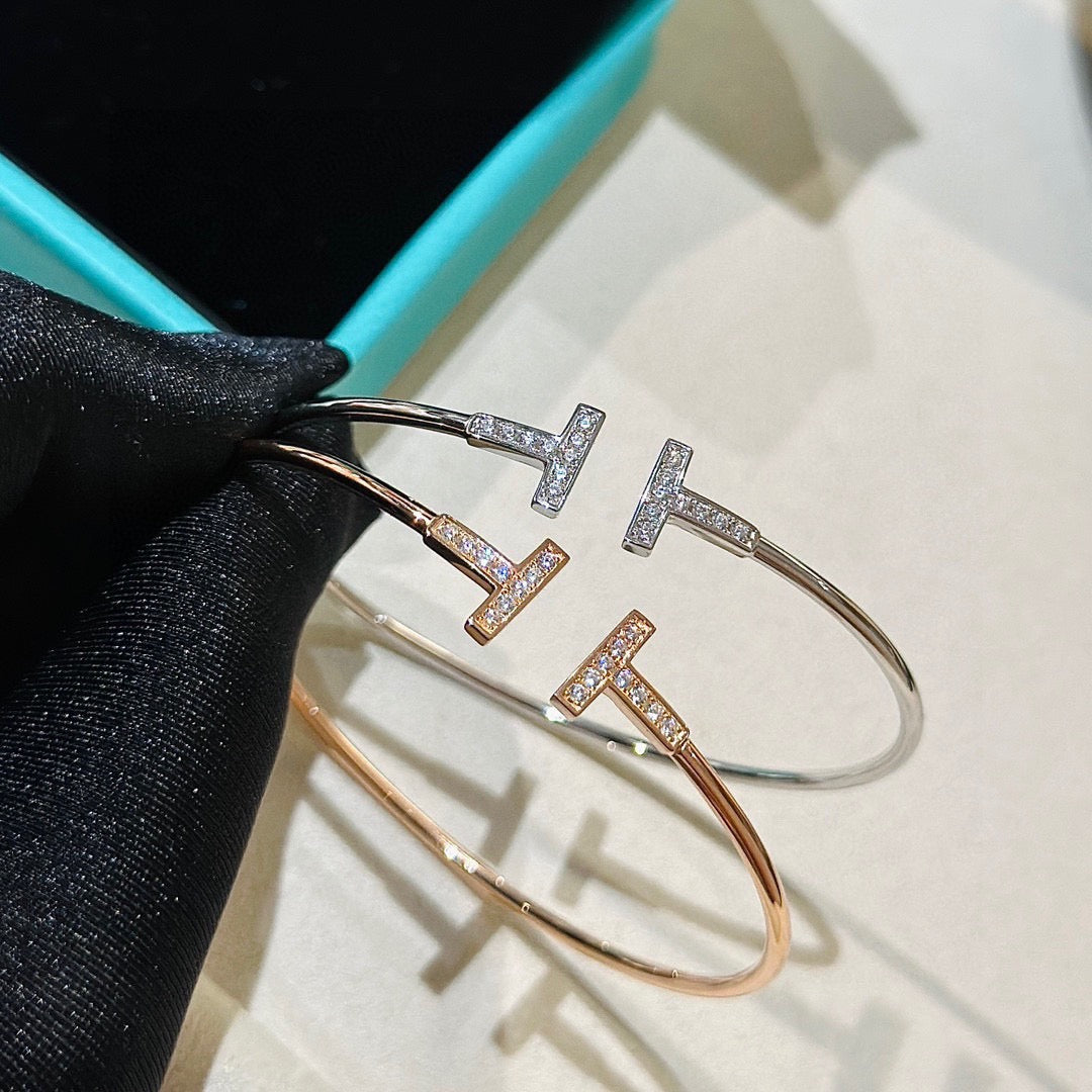 rose gold crystal rose Bangle for women - alternate angle view 2