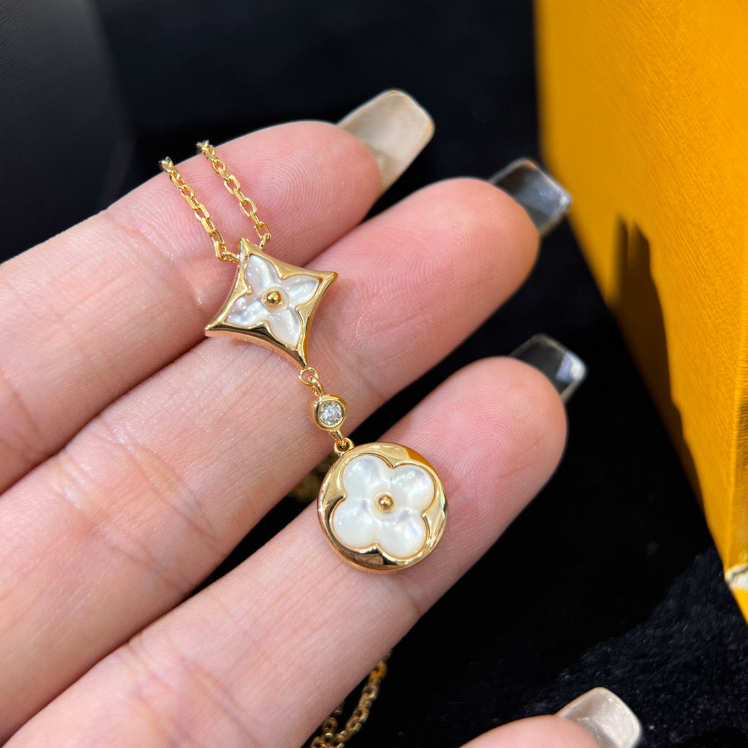 rose gold 18k gold plate clover Necklace for women - alternate angle view 4